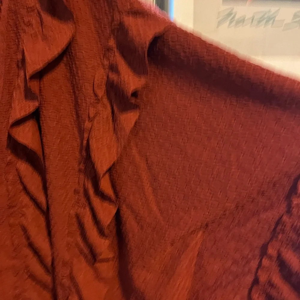 BlueVelvet Rust Ruffled Cardigan - Picture 2 of 4